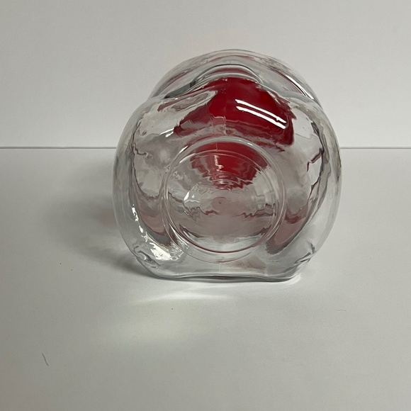 Vintage Libbey of Canada 7.5" Glass Pig Jar Coin Bank Red Plastic Screw Lid New - Picture 5 of 10